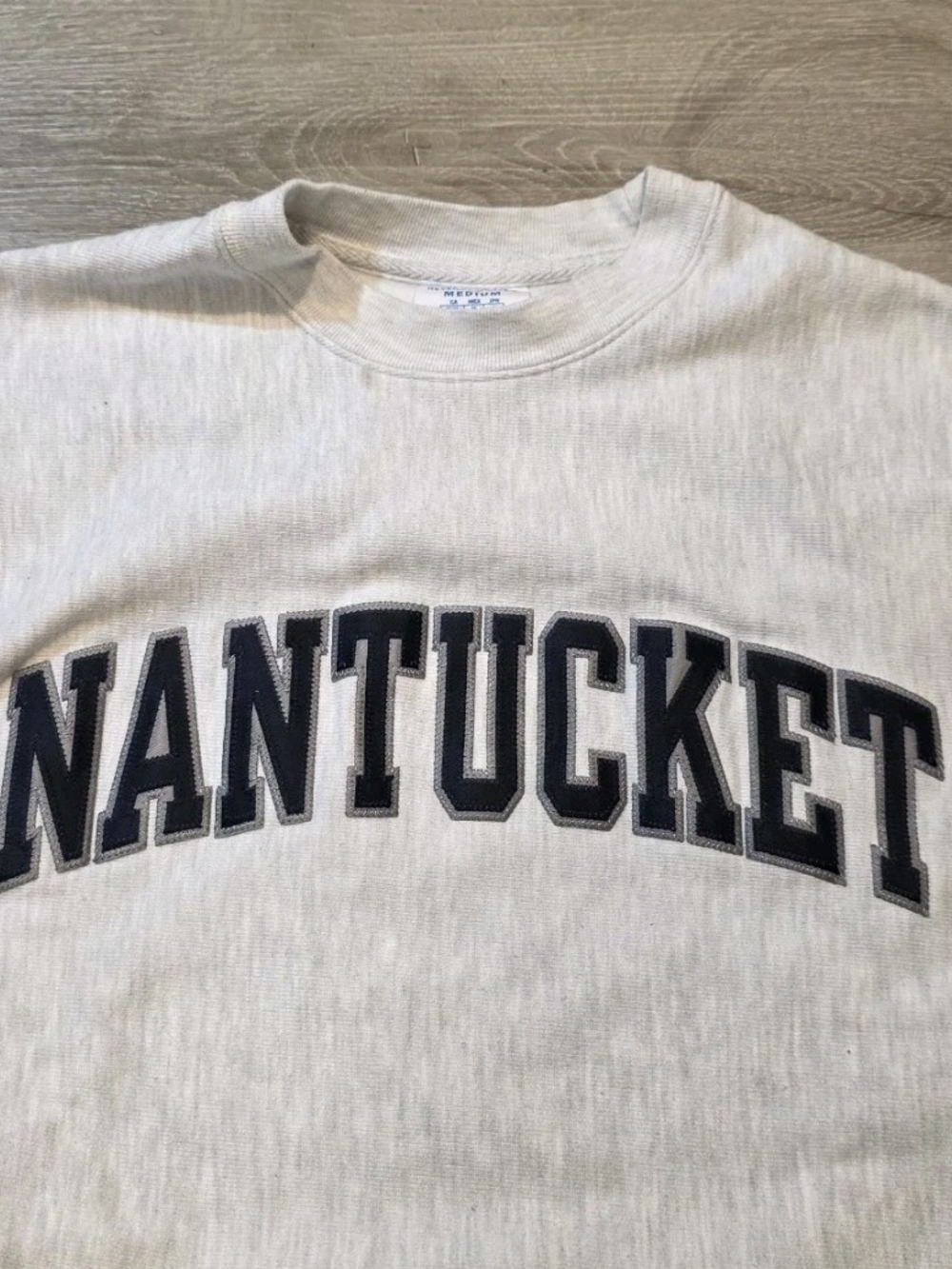 Vintage 90s Nantucket Champion Reverse Weave Crewneck Sweatshirt Medium Gray - Picture 2 of 5